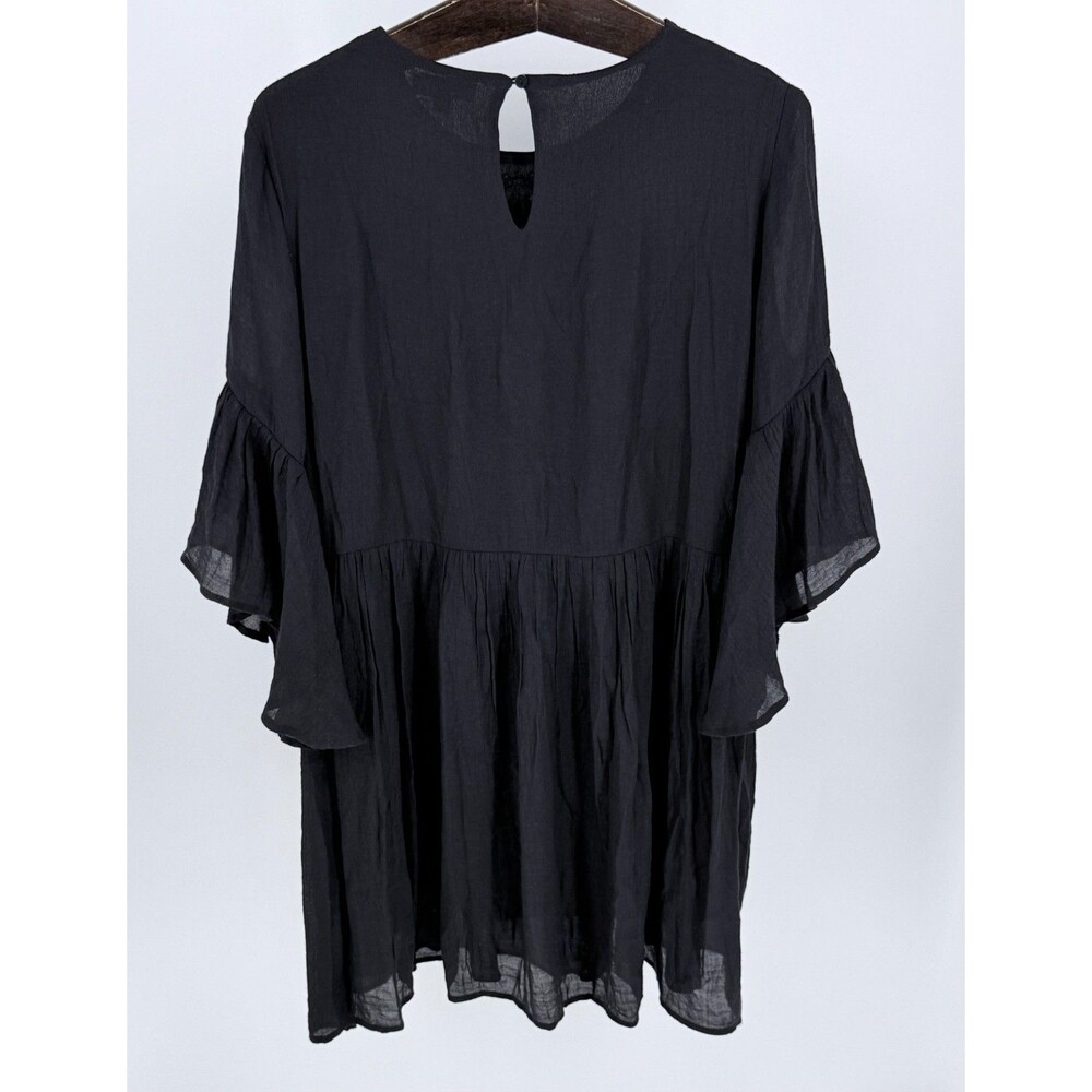 Boho Embroidered Babydoll Dress Black Cottagecore Flowy Fairy Style S - Picture 13 of 16